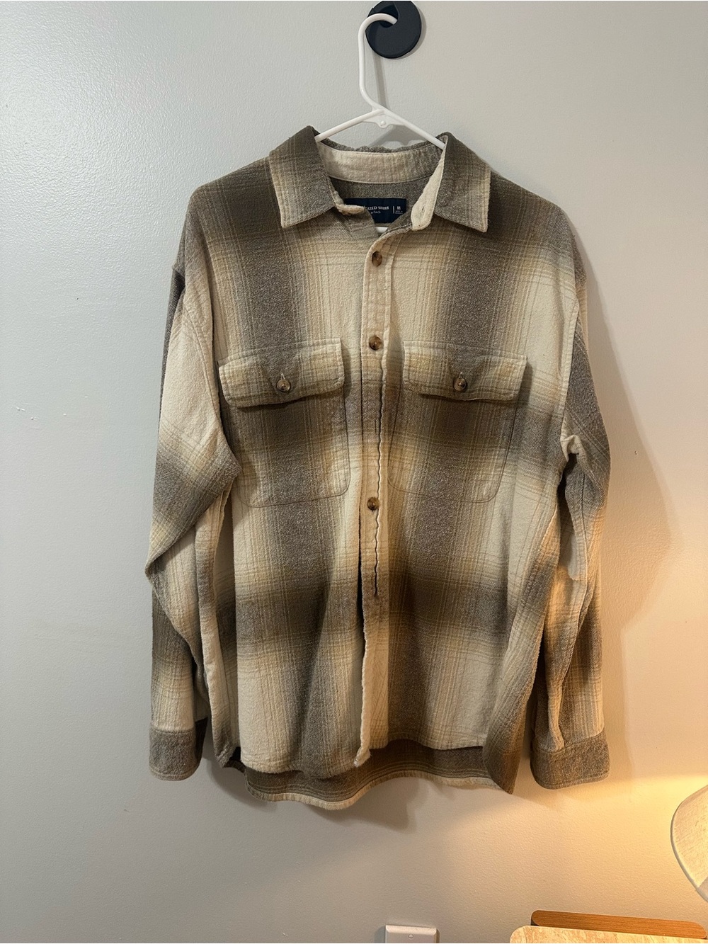 Abercrombie & Fitch Plaid Flannel in Cream and Brown